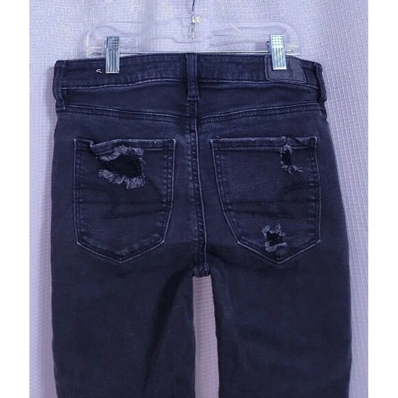 American Eagle Hi-Rise Jegging Distressed Black Jeans Women's size 4 Regular - Picture 5 of 8
